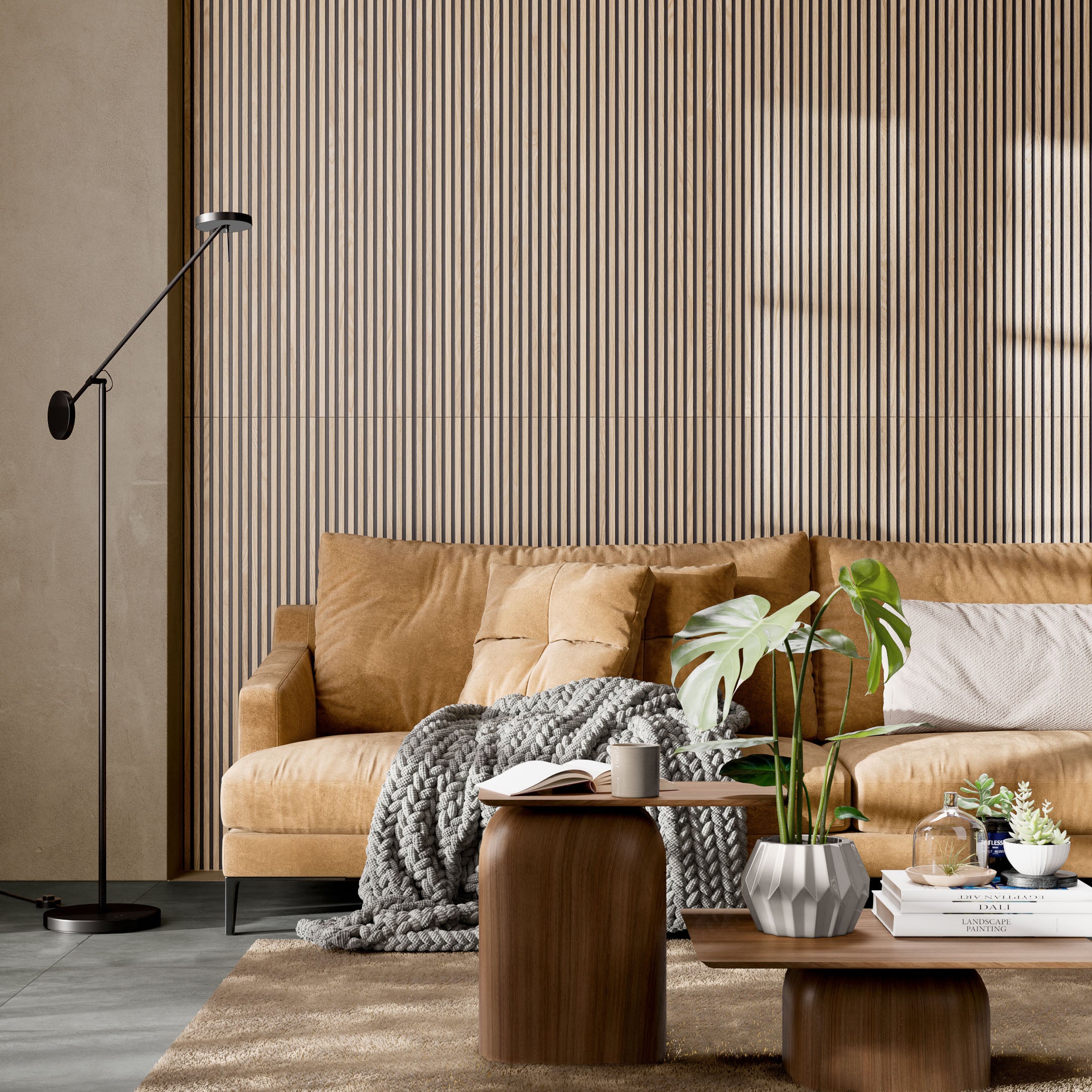 Canne Wood Slat Fluted Porcelain Tile - Rustic Wood-Look Flooring for Living Room, Kitchen & Bathroom