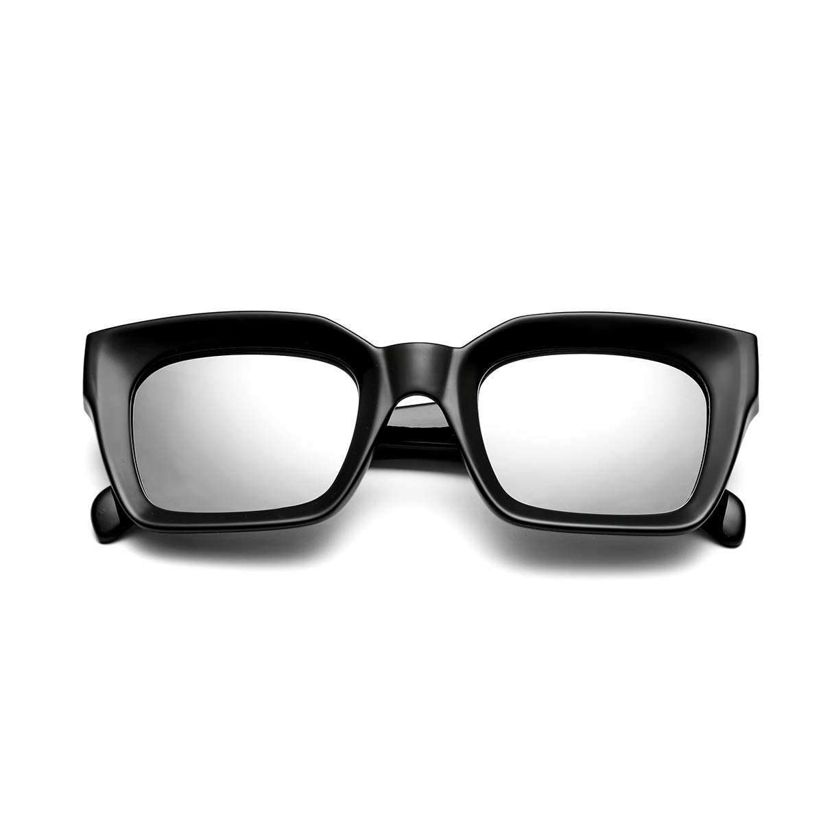 Square Frame Sunglasses for Women - Flat Lens Thick Sides Eyewear Frames - Trendy Retro Style for Outdoor Activities, Beach & Driving