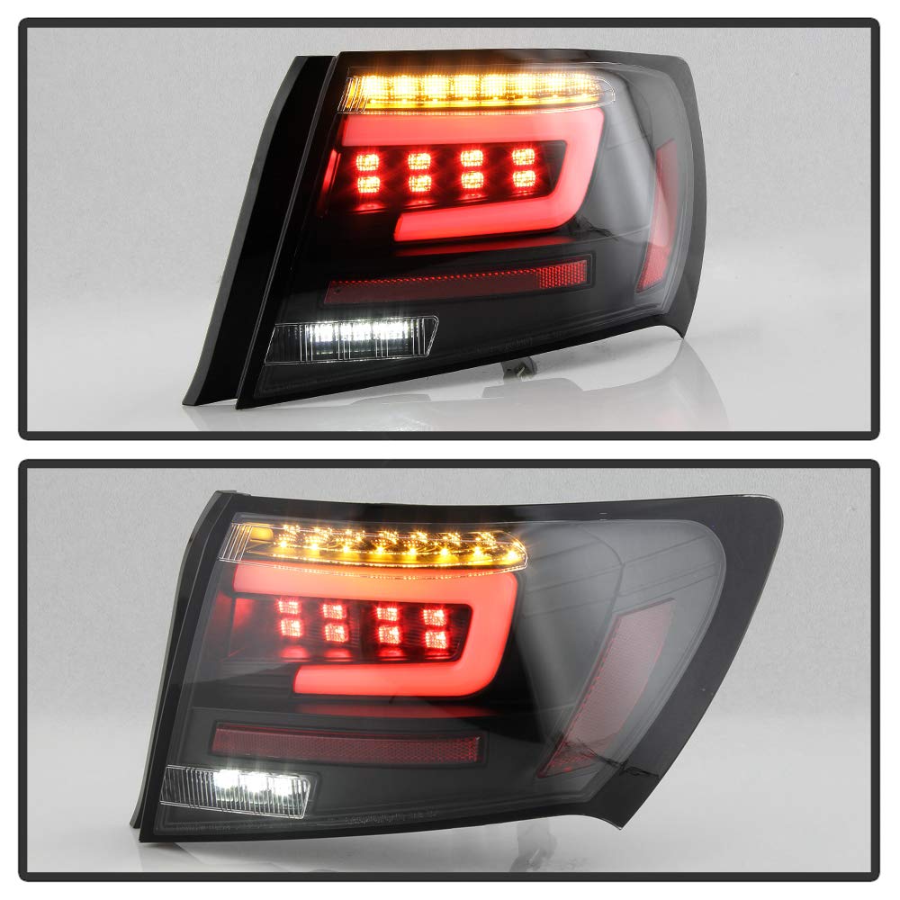 ACANII Full LED Tail Lights with Tube Design - Compatible with 2008-2011 Subaru Impreza & WRX 4-Door Sedan (Black Housing, Left+Right Pair) - Enhanced Visibility & Style for Night Driving & Car Customization