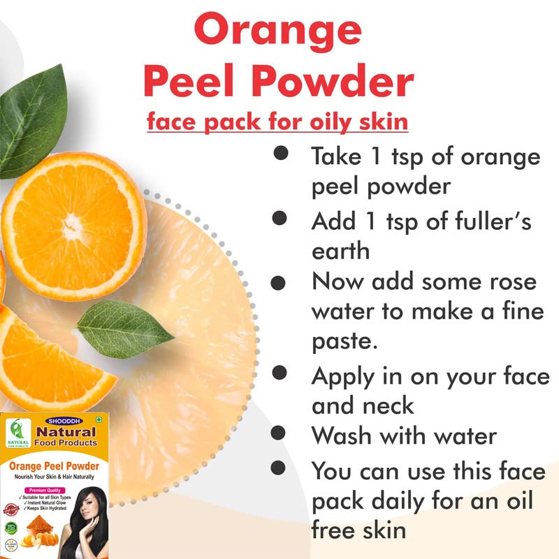 SHOODDH Natural Orange Peel Powder for Skin Lightening & Tan Removal - Vitamin C Face Mask for Glowing Skin, Oil Control & Scar Reduction | Chemical-Free, Antioxidant-Rich 250g | Perfect for DIY Skincare & Spa Treatments