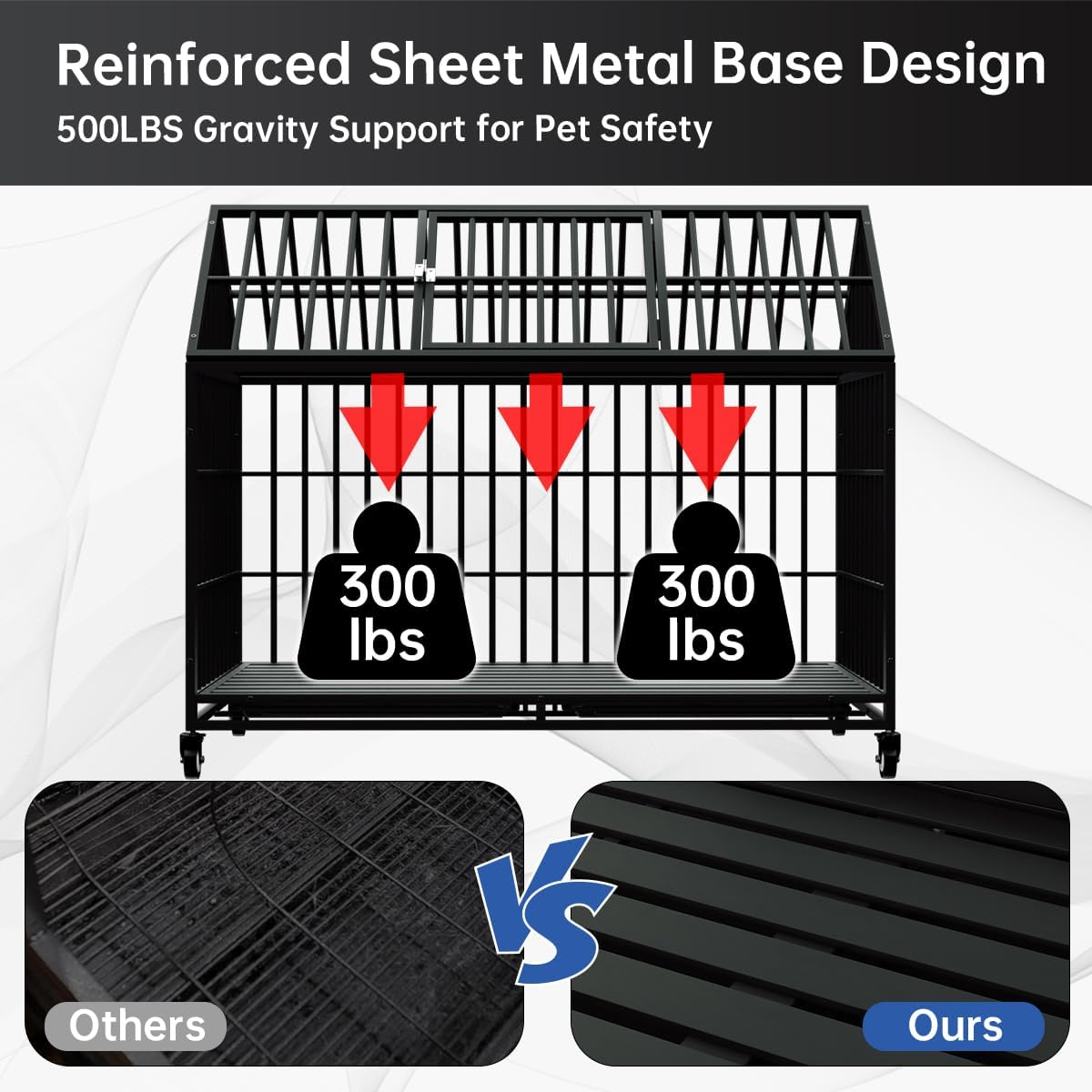 54 Inch Heavy Duty Dog Crate - Extra Large Metal Dog Cage with Wheels & 2 Removable Trays - Secure Kennel for XL Breeds | Ideal for Home, Travel & Vet Visits
