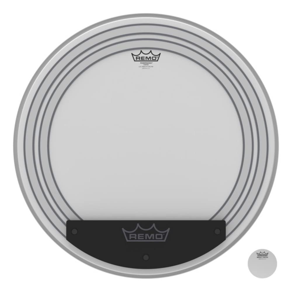 Remo Powersonic Coated Bass Drumhead 24 Inch - Premium Drum Head for Clear Tones & Durability - Perfect for Live Performances, Studio Recording, and Professional Drum Kits