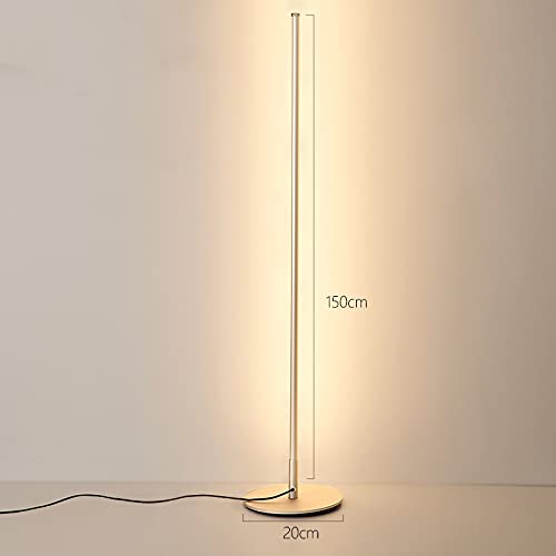 Modern LED Floor Lamp with Knob Switch - Adjustable Brightness for Bedroom, Living Room & Office - White Light & Silver Lampshade - Energy Efficient AC LED Bulbs - Durable Iron & Aluminum Construction - Perfect for Reading, Relaxation & Home Decor