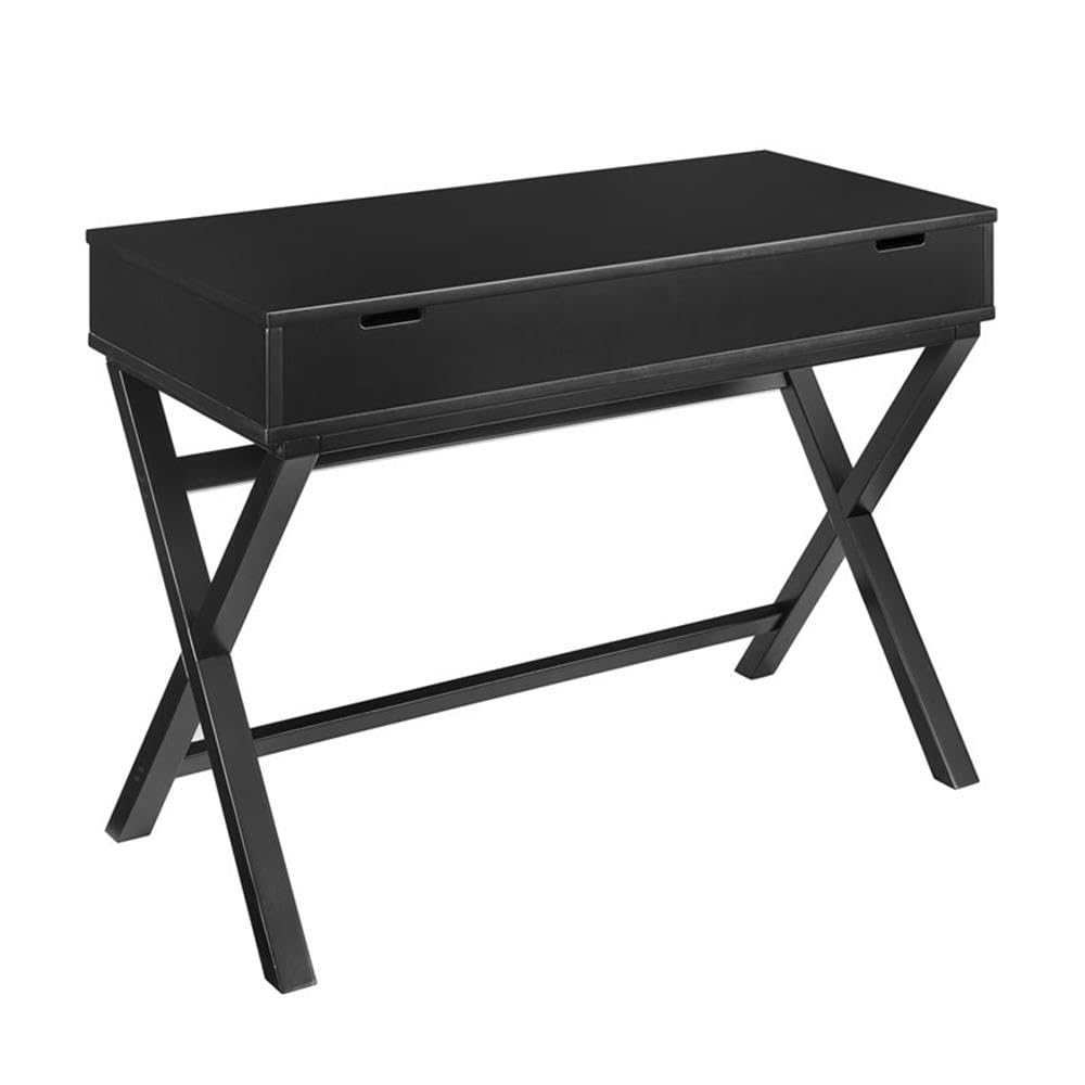Black Lift-Top Standing Desk - Adjustable Height Wooden Computer Table for Home & Office Workspace