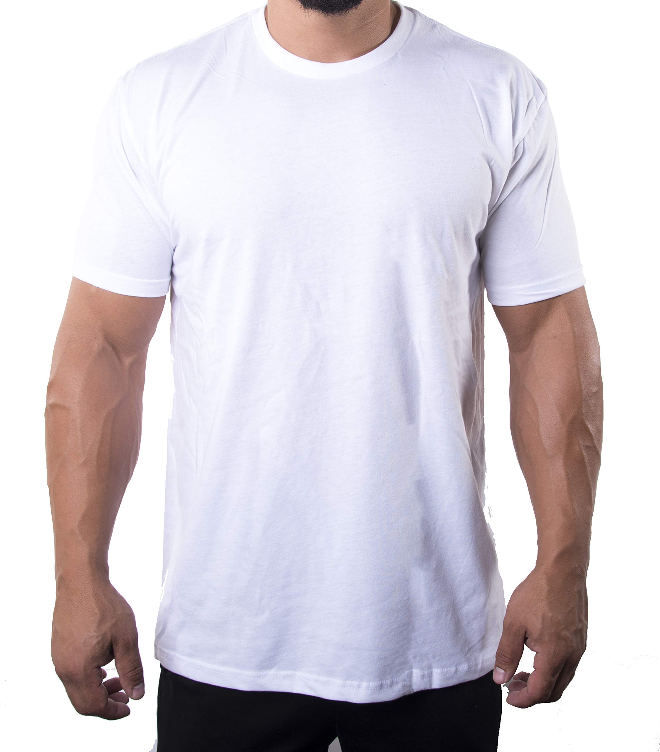 Men's Cotton/Poly Blend Crew Neck T-Shirt - Comfortable Casual Tee for Everyday Wear | White MH200 3XL | Perfect for Work, Gym & Weekend Outfits