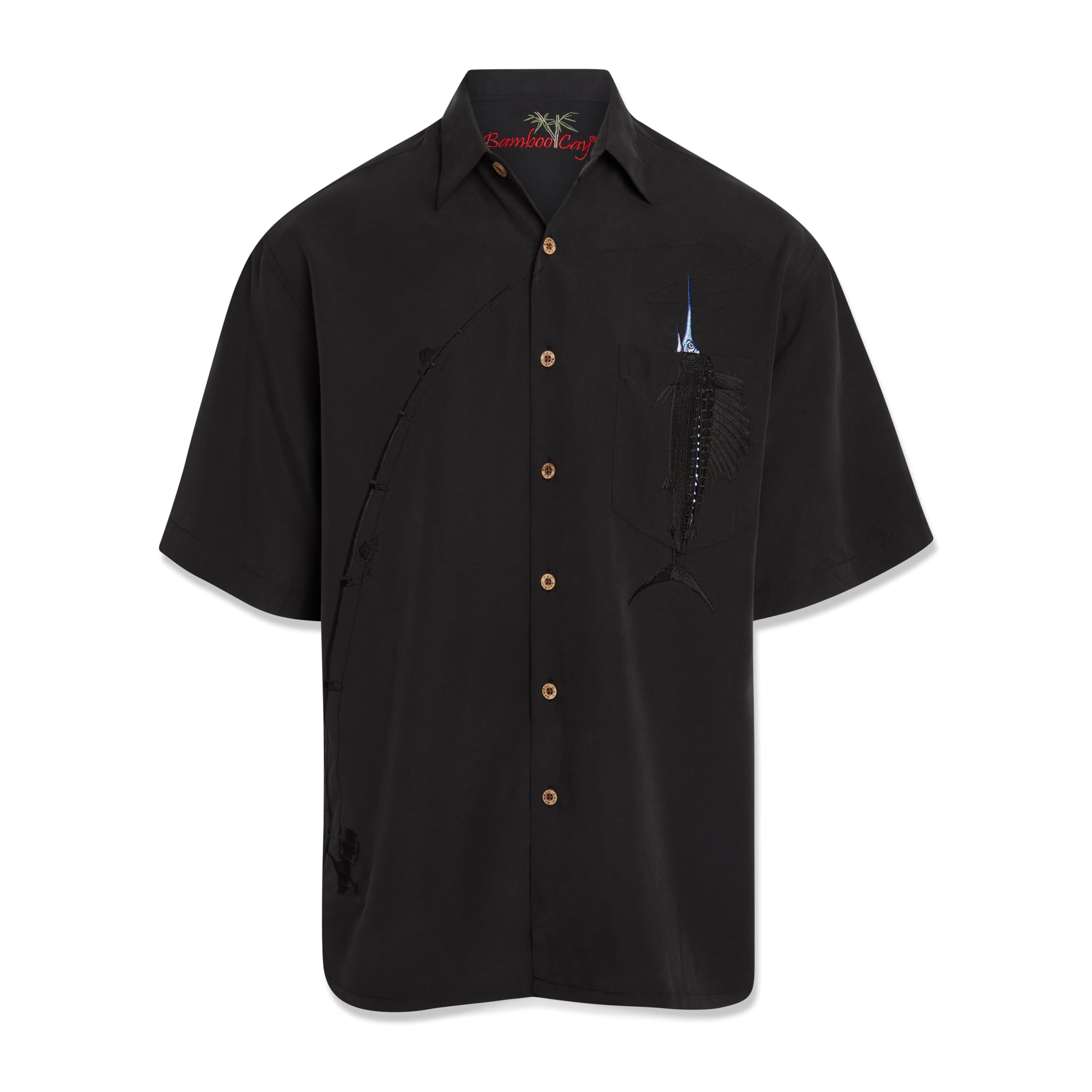 Bamboo Cay Men's Casual Embroidered Button-Up Shirt - Breathable & Stylish Hawaiian Aloha Shirt for Beach, Summer, and Vacation Wear