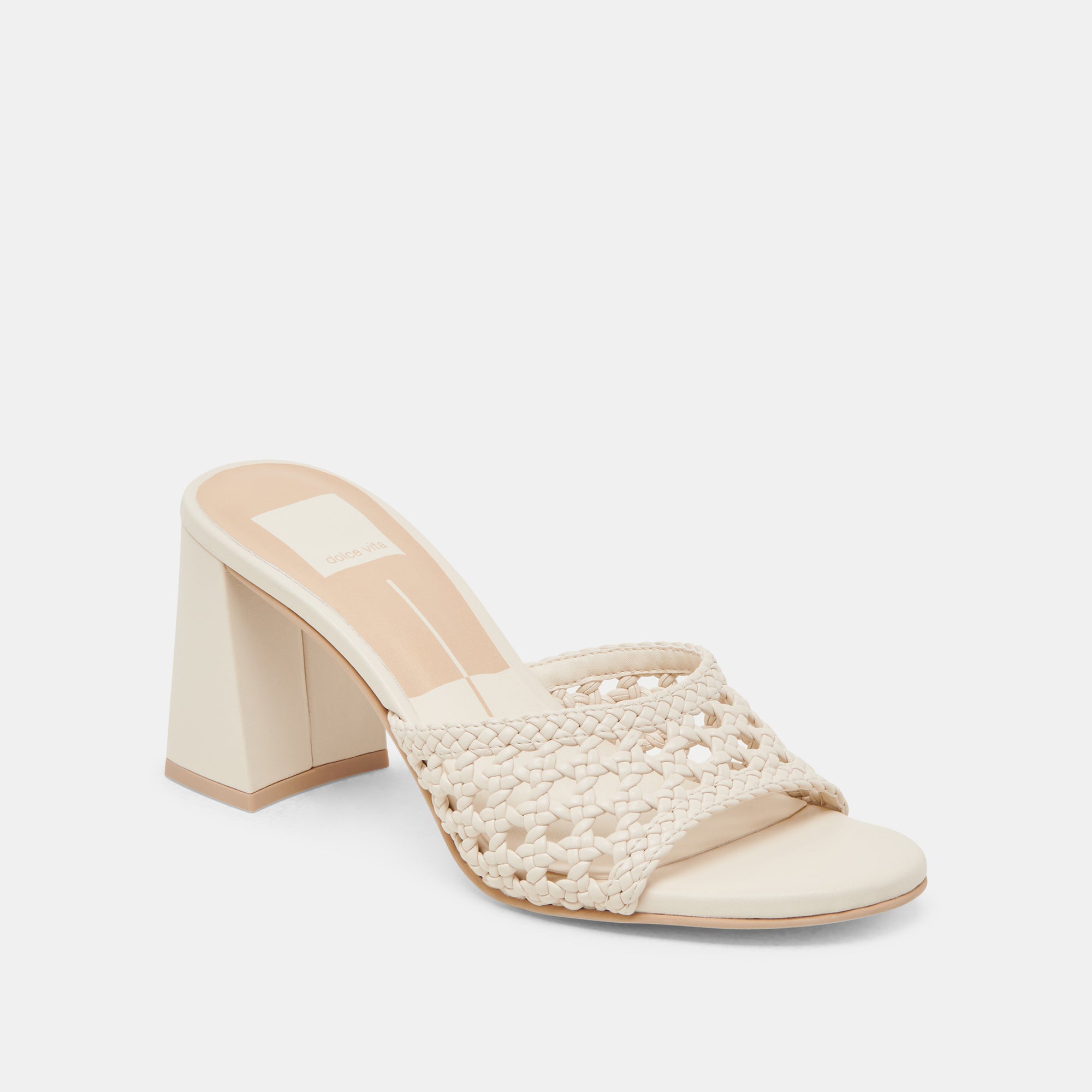 MARGOE Women's High Heels - Cream Woven Leather Stella Pumps for Parties, Weddings & Evening Events