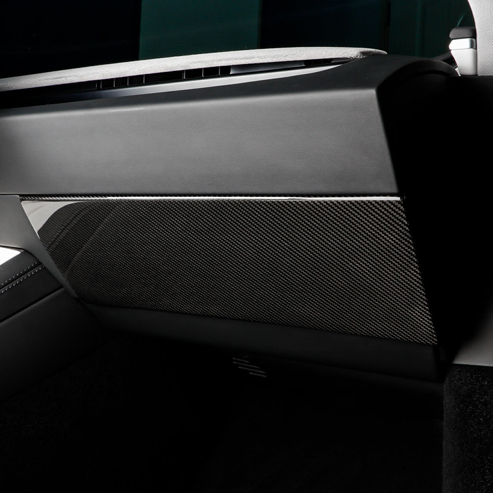 Premium Real Carbon Fiber Glove Box Cover for 2025+ Tesla Model Y Juniper - OEM Fit Luxury Interior Upgrade | Enhance Your Tesla's Cabin Style for Daily Driving & Car Shows