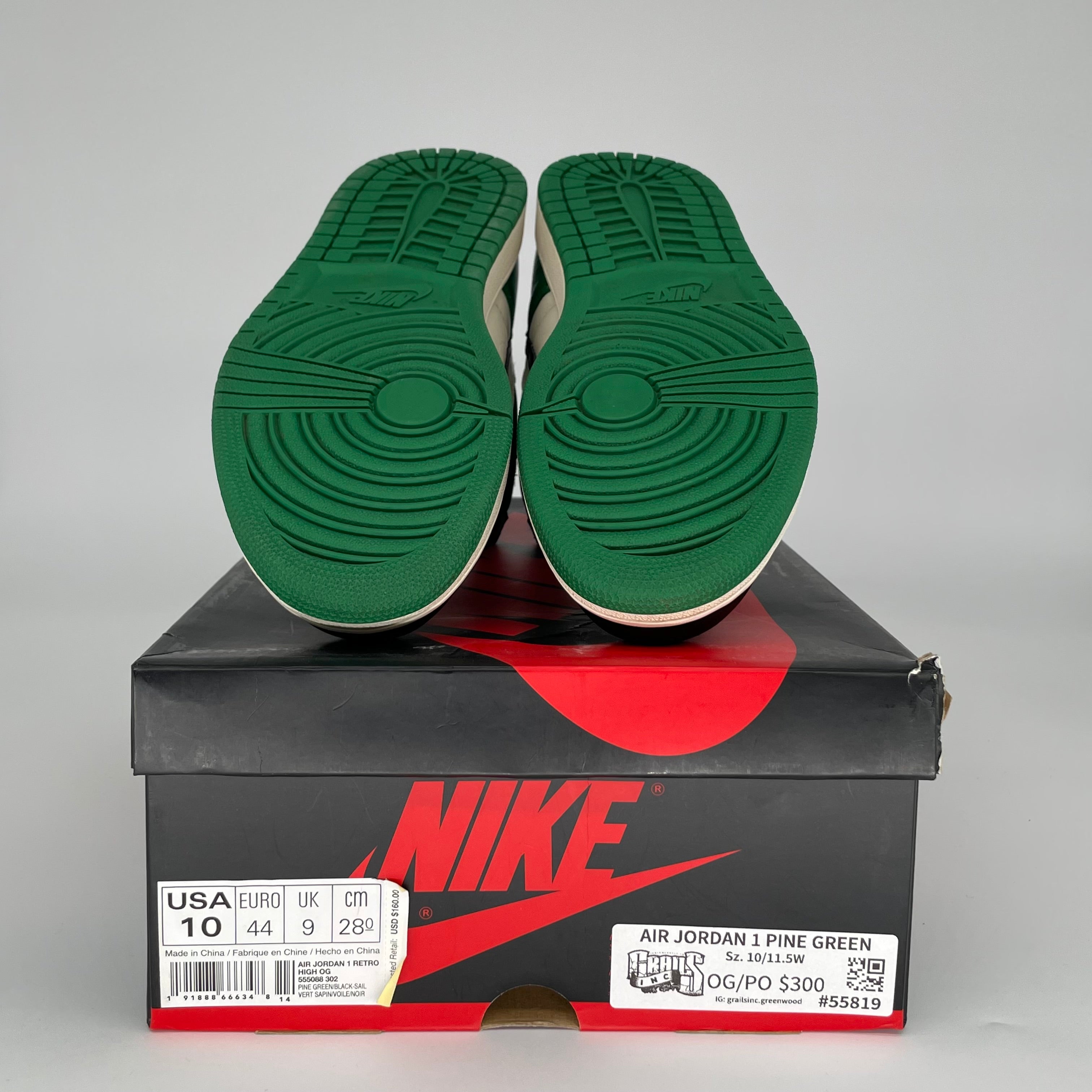 AIR JORDAN 1 Retro High OG Pine Green Men's Basketball Shoes Size 10 - 555088-302 | Authentic Sneakers for Streetwear, Sports & Casual Fashion