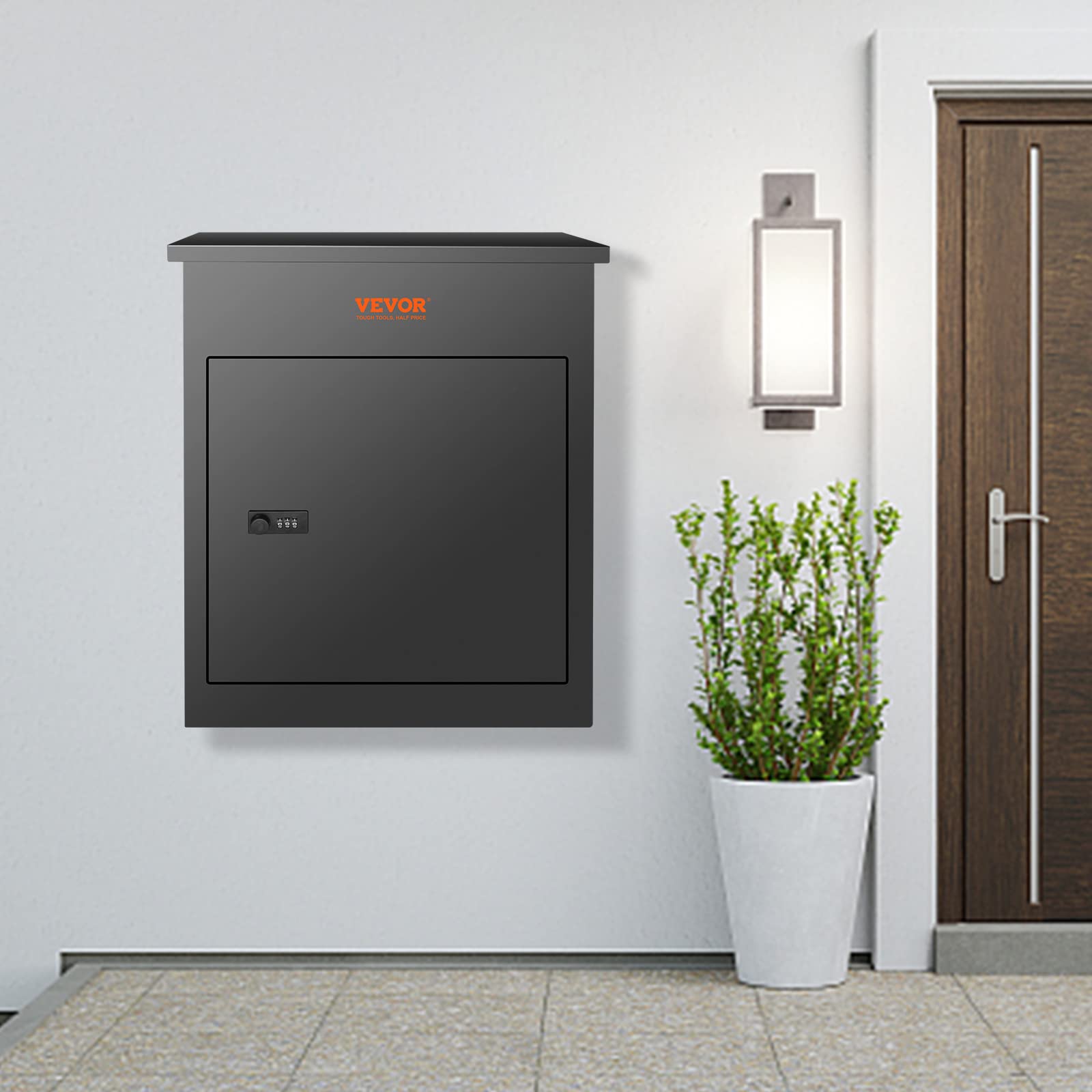 VEVOR Extra Large Lockable Wall Mounted Parcel Drop Box - Galvanized Steel Anti-Theft Mailbox with Waterproof Design (IPX3) for Secure Package Delivery - Perfect for Porch, Curbside & Outdoor Use