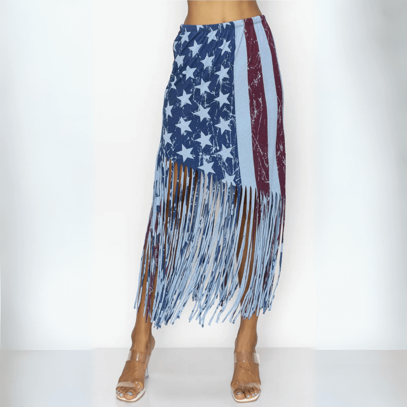 Patriotic American Flag Fringe Skirt - USA Made, Comfortable & Stylish for 4th of July, Festivals & Parties