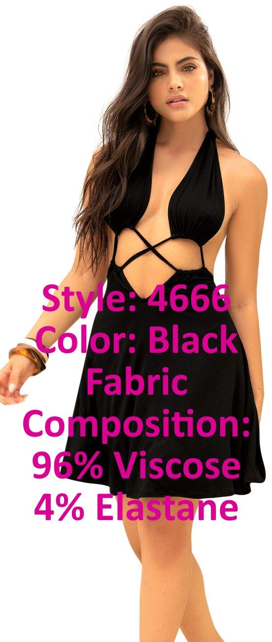 Elegant 4666 Halter Neck Black Dress for Women - Perfect for Summer Parties, Beach Vacations & Date Nights