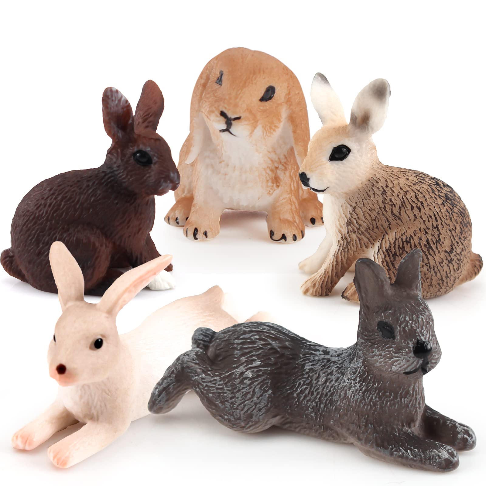 LC JoyCre 6PCS Bunny Cake Toppers - Mini Plastic Rabbit Figurines for Easter Cake Decorations, Kids Party Favors & Farm Animal Toys | Perfect for Easter Celebrations, Birthday Cakes, Baby Showers & Toddler Playtime