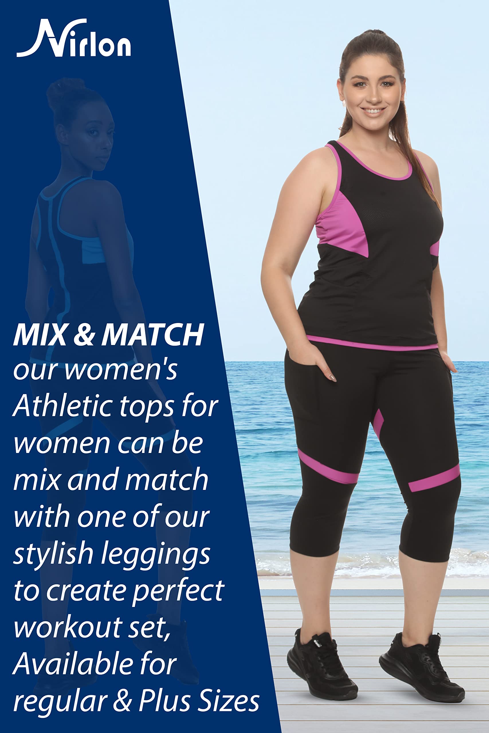 Nirlon Women's Athletic Tops - Breathable Workout Shirts for Gym, Yoga & Running | Regular & Plus Size Fitness Apparel | Moisture-Wicking Activewear for Women (30003) | Perfect for Cardio, Weight Training & Outdoor Sports