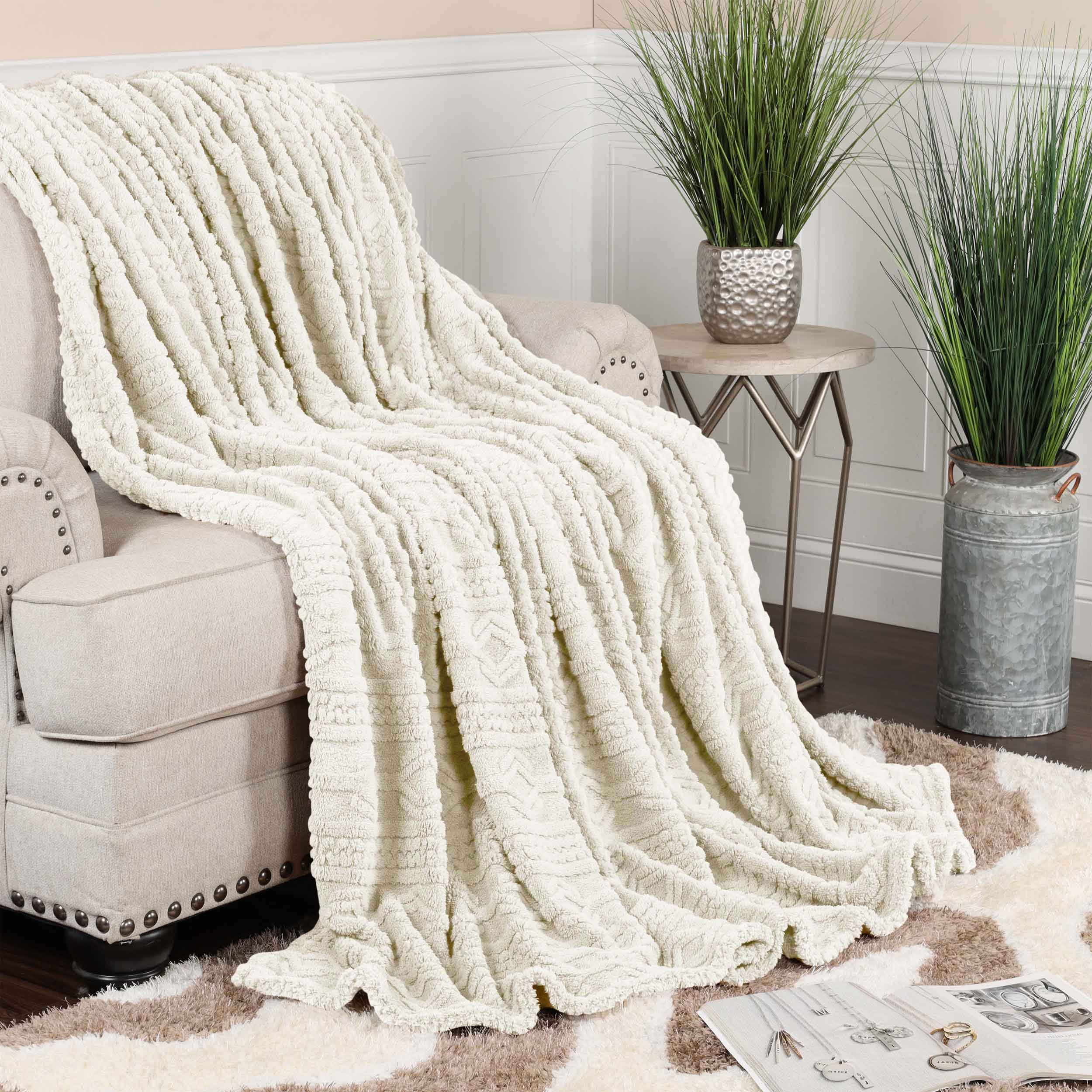 Arctic Boho Jacquard Plush Fleece Blanket - Ultra Soft & Warm Winter Throw for Couch, Bed, Sofa - Perfect for Home Decor, Cozy Nights & Gift Giving