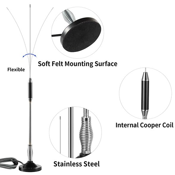 27MHz Heavy Duty Magnetic Mount CB Radio Base Station Antenna Kit - Compatible with Cobra, Midland, Uniden, Maxon, President & Anytone Car/Truck CB Radios - Strong Signal for Long Range Communication - Perfect for Off-Roading, Trucking & Emergency Preparedness