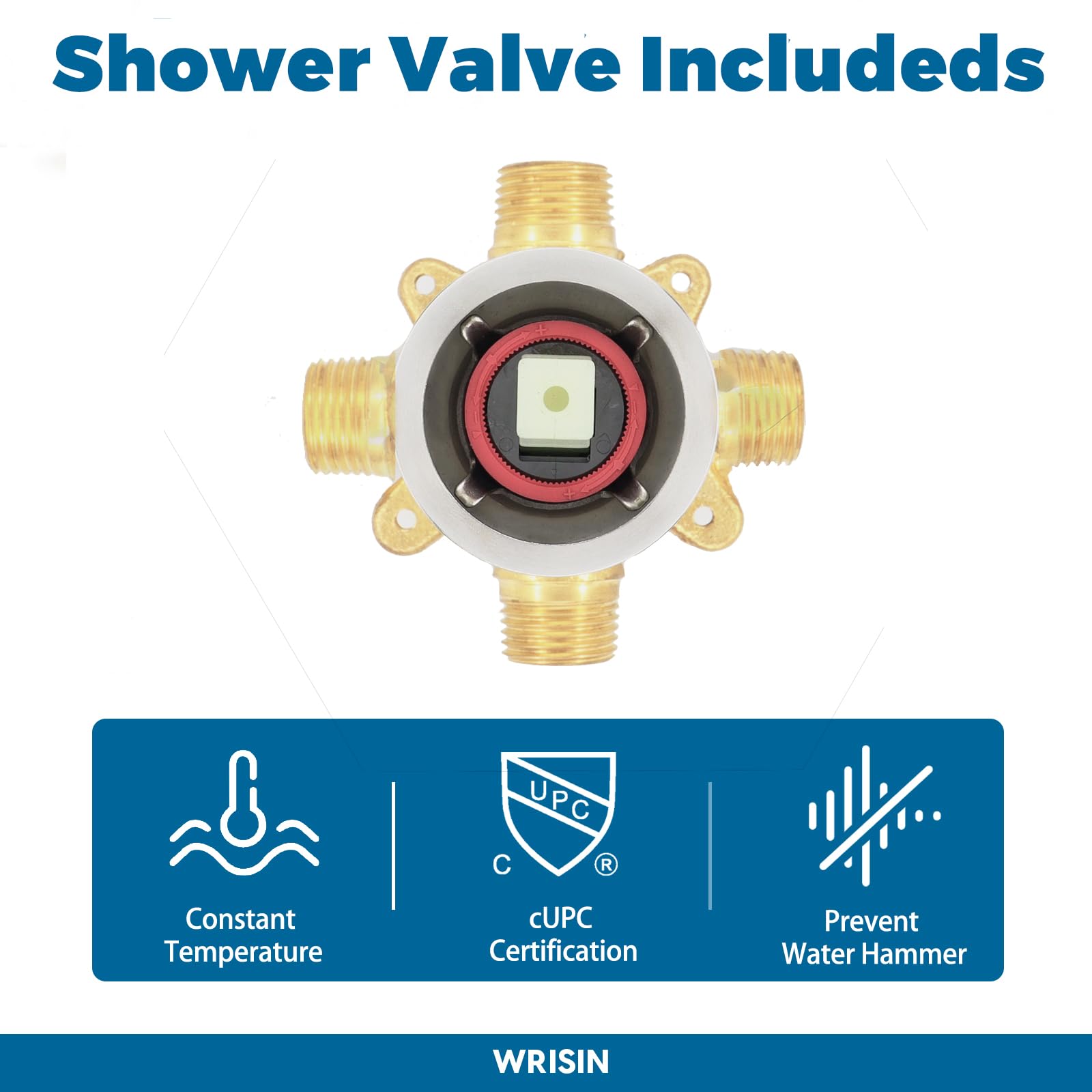 WRISIN 4.7 Inch 6-Setting Handheld Shower Faucet Set with Valve - Bathtub & Shower Combo for Bathroom Renovation, Spa-Like Experience at Home