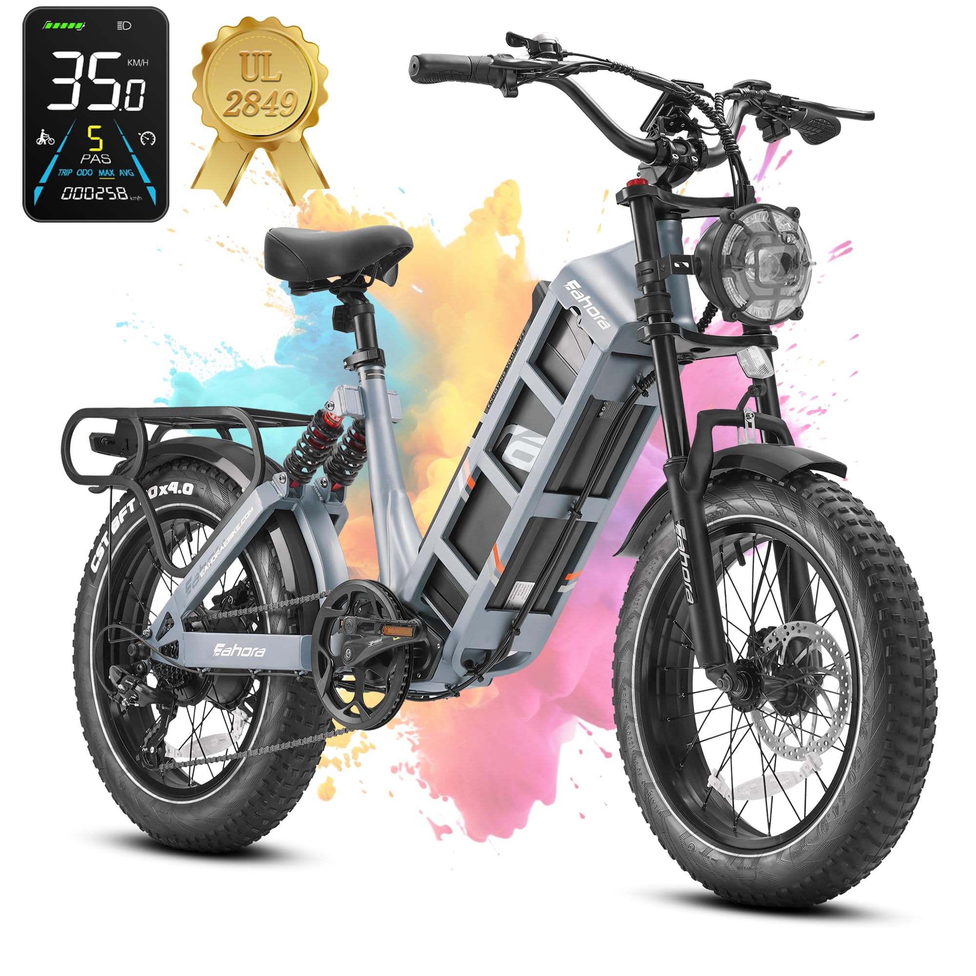 **eAhora Juliet II/Juliet 1700W/1200W Electric Bike for Adults - 52V/48V 60Ah, 100-200 Miles Long Range, 20