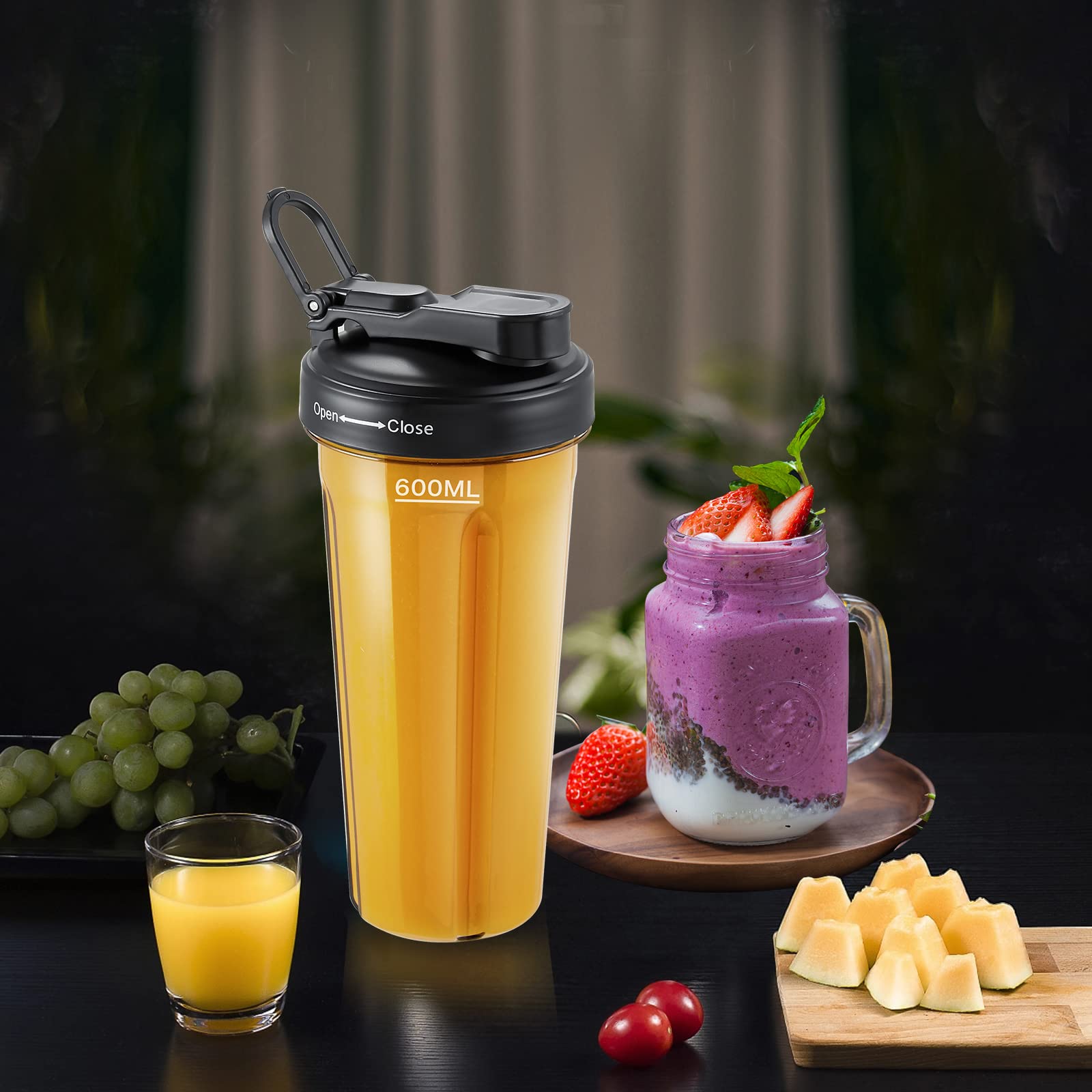 AMZCHEF 1800W Professional Blender for Smoothies, Frozen Drinks, Ice Cream & Soup - 63oz Glass Jar, 20oz Travel Bottle, 4 Functions & 3 Speeds - Powerful Kitchen Blender for Healthy Shakes, Baby Food & Meal Prep (Black)