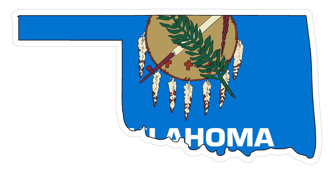 Oklahoma State Premium Distressed Flag Vinyl Decal - American State Pride Sticker for Cars, Trucks, Windows, Laptops - USA Flag Black & White Waterproof 5'' Decal - Perfect for Tailgating, College Dorms & Patriotic Home Decor
