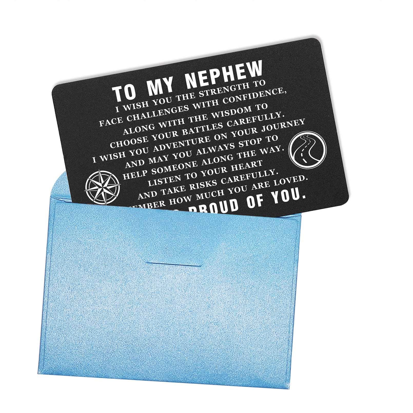 ABNTY Inspirational Wallet Card - Thoughtful Graduation Gift for Nephew with Motivational Quote - Perfect for Special Occasions & Everyday Encouragement