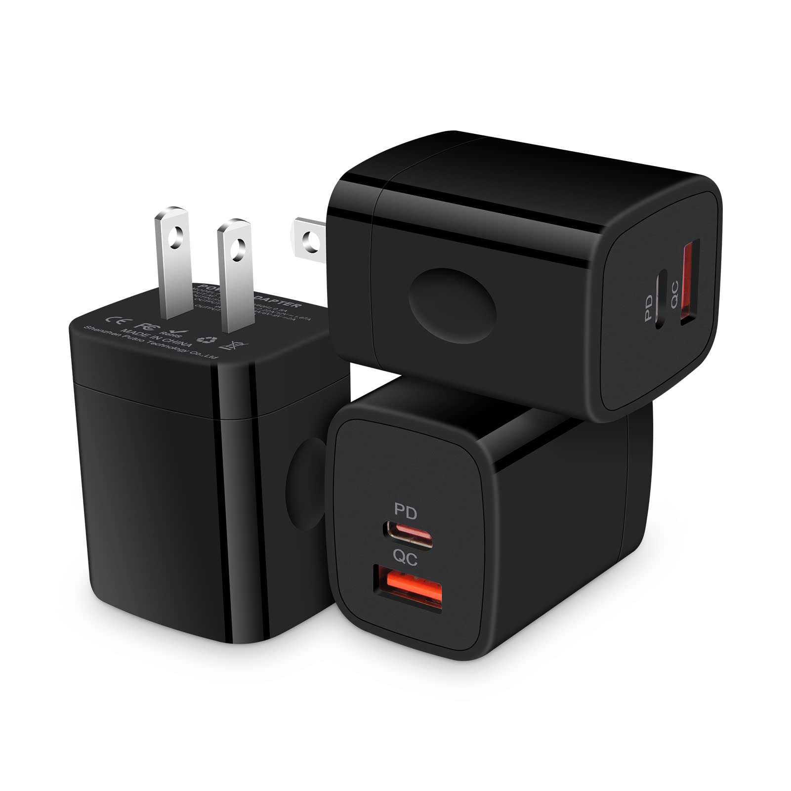 20W Dual Port USB C Wall Charger Block - Fast PD Power Adapter for Pixel 7 Pro/6a/5/4 XL, iPhone 14 Pro Max/13/12/11/XS/XR/SE, iPad Pro & Samsung Galaxy - Compact Travel Charger for Home, Office & Car Use