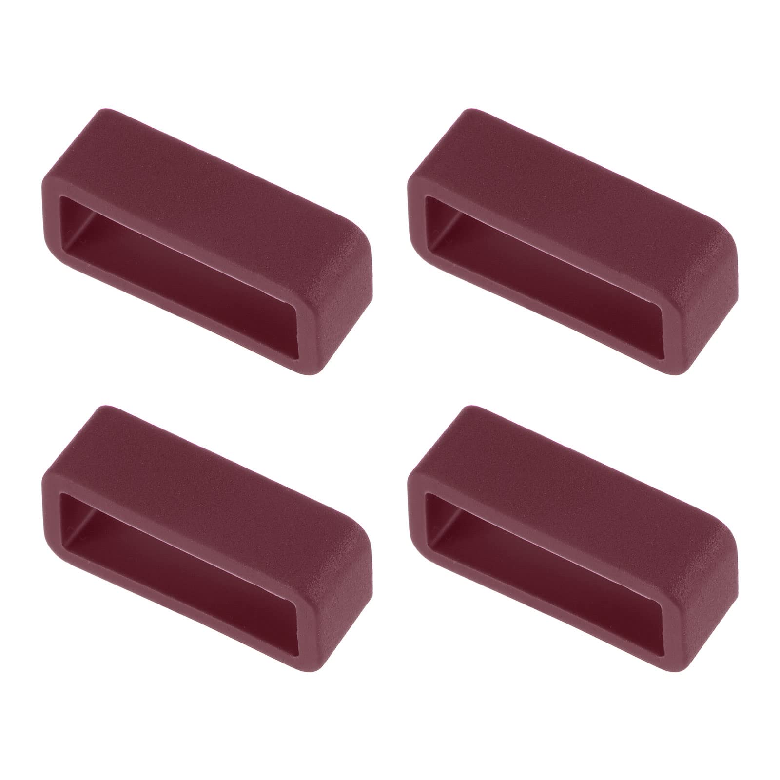 uxcell 18mm Wine Red Silicone Watch Band Strap Loops - 4 Pcs Rubber Replacement Fastener Rings Holder Keeper for Men Women, Sport Casual Dress Watches