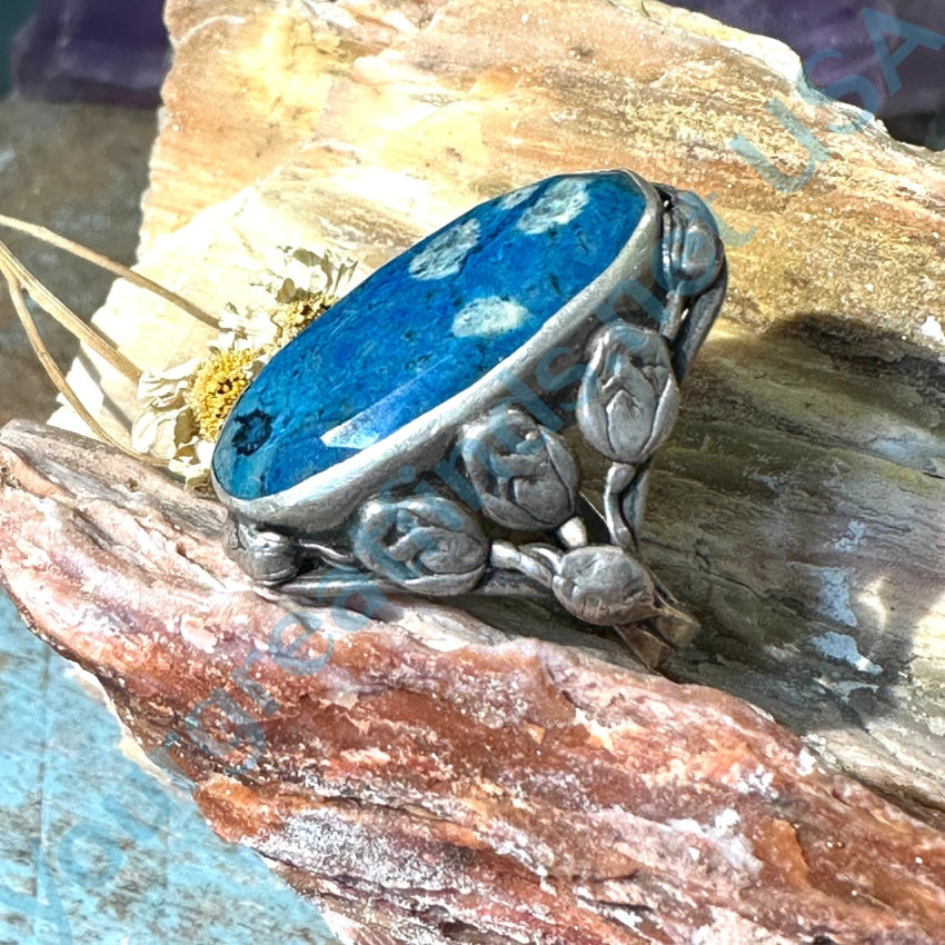 Vintage Sterling Silver Ring with Denim Blue Stone - Size 6.5 - Handmade Bohemian Jewelry for Women - Perfect for Casual Wear, Date Nights & Gift Giving