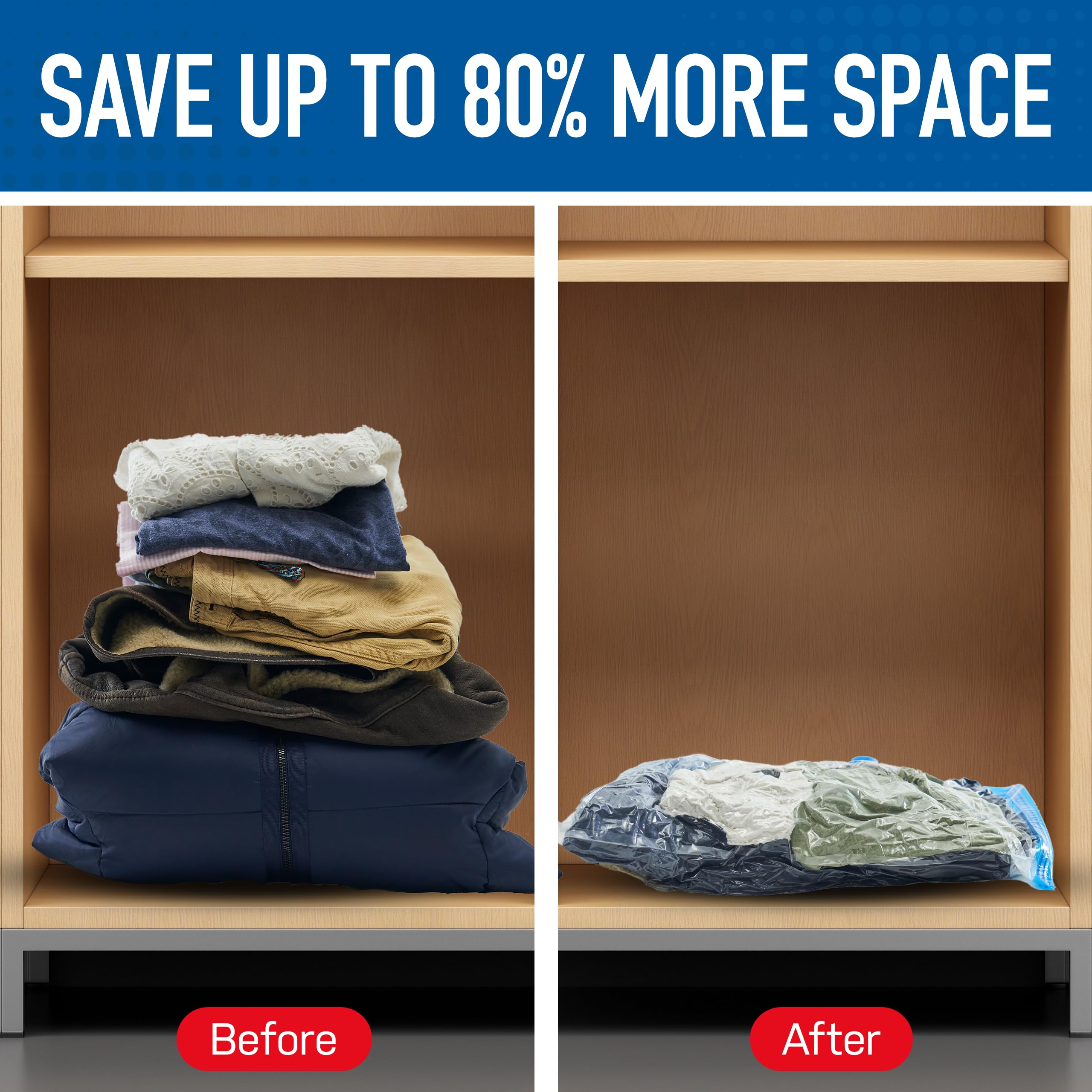 Spacesaver Vacuum Storage Bags (4-Pack Small) - 80% Space Saving Clothes Storage Bags for Comforters, Blankets, Bedding & Clothing | Compact Closet Organization | Travel-Friendly with Hand Pump | Perfect for Seasonal Storage & Moving