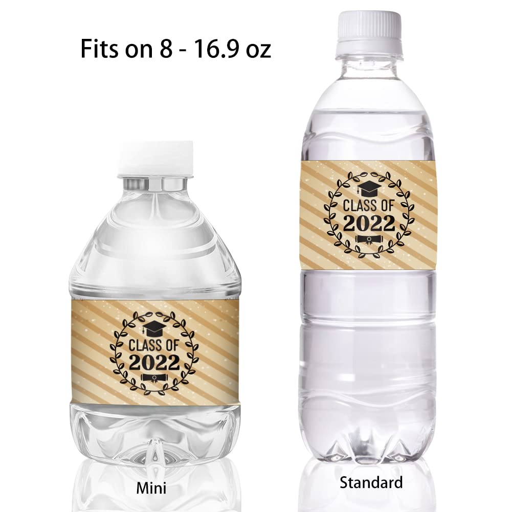 2022 Graduation Party Water Bottle Labels - 24pcs Waterproof Stickers for High School Graduation Favors, Class of 2022 Bottle Wrappers & Decals | Perfect for Graduation Party Decorations, Senior Celebrations & School Events