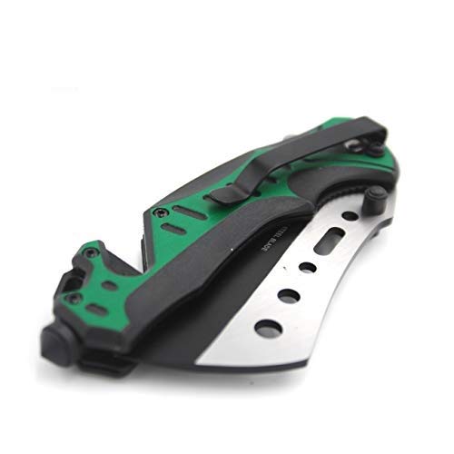 Tactical Folding Knife - Snake Eye EDC Two Tone Razor Blade | Stainless Steel Pocket Knife for Outdoor Survival & Everyday Carry | Compact One-Hand Operation | Perfect for Camping, Hiking & Emergency Use (Green)