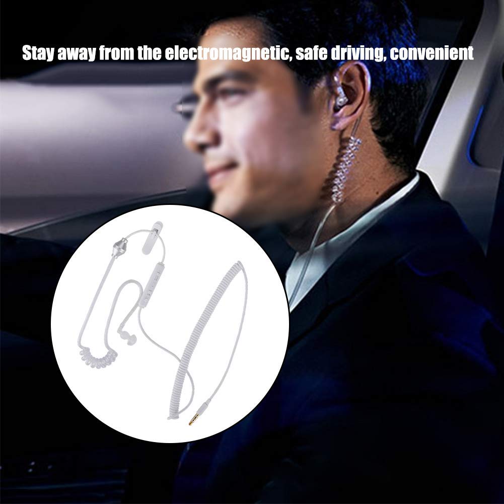 Bluetooth Monaural Earphone with 3.5mm Jack & Air Tube Design - Anti-Radiation Stereo Headset for Work, Driving & Outdoor Activities - Flexible & Comfortable In-Ear Headphones