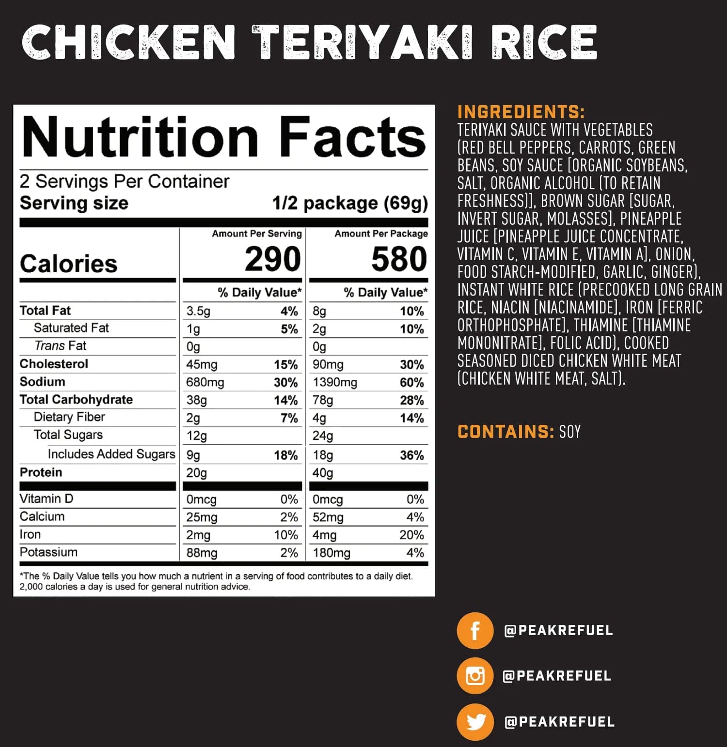 PEAK REFUEL Chicken Teriyaki Rice - High Protein Freeze Dried Backpacking Meal - Lightweight Camping Food for Hiking, Emergency & Outdoor Adventures