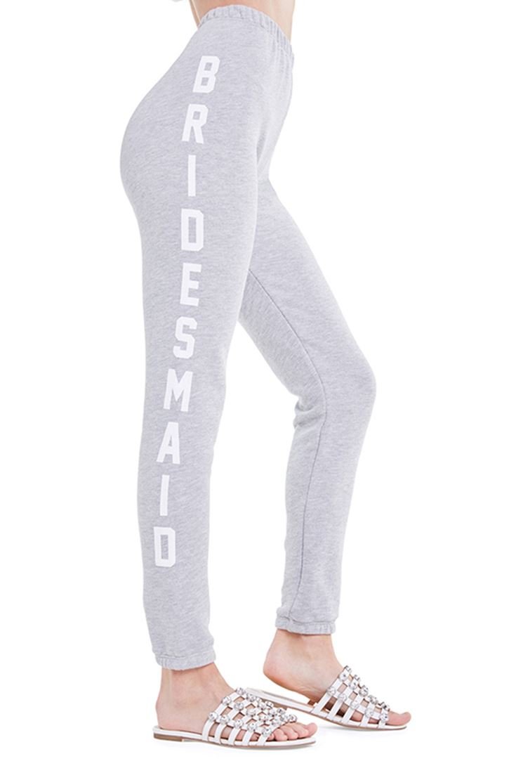 Wildfox Women's Bridesmaid Print Sweatpants - Heather Grey Size S - Comfortable Lounge Pants for Bridal Party, Bachelorette & Casual Wear