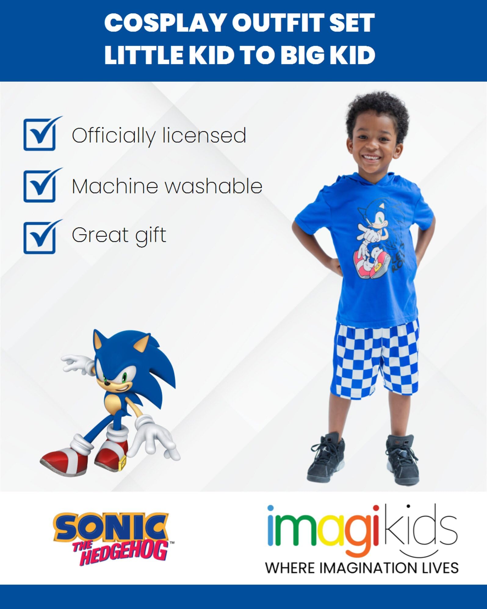 **Sonic the Hedgehog Cosplay Costume Set for Kids - T-Shirt & Mesh Shorts Outfit (Toddler to Youth) | Perfect for Halloween, Cosplay, and Themed Parties**