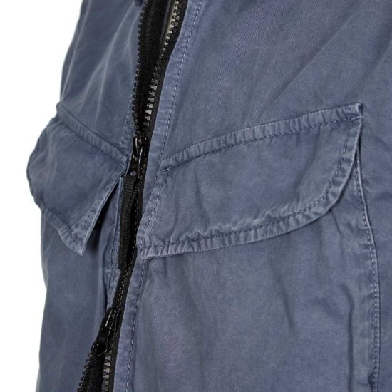 Stone Island Avio Blue Double Pocket Overshirt Jacket - Men's Lightweight Casual Shirt for Outdoor & Streetwear Fashion