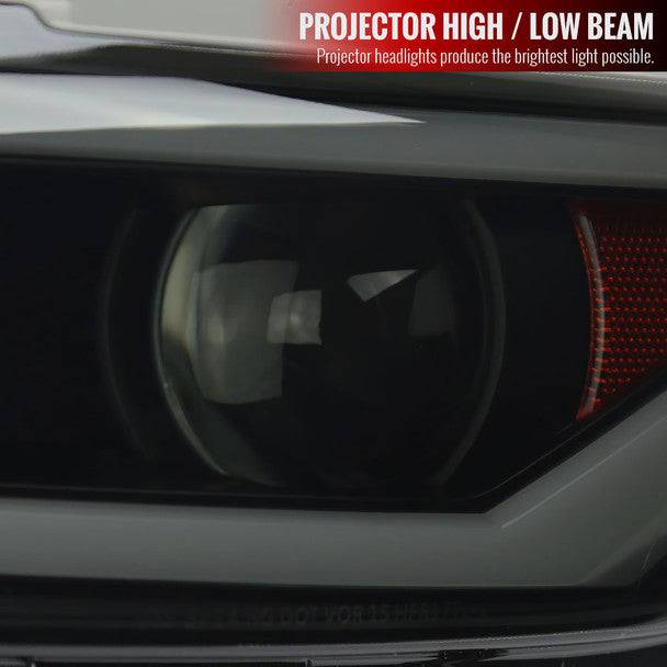 2015-2017 Ford Mustang & 2018-2020 Mustang Shelby LED Headlight Kit - HID/Xenon Switchback Sequential Turn Signals with Projector & Matte Black Smoke Lens - Upgrade for Night Driving & Enhanced Style