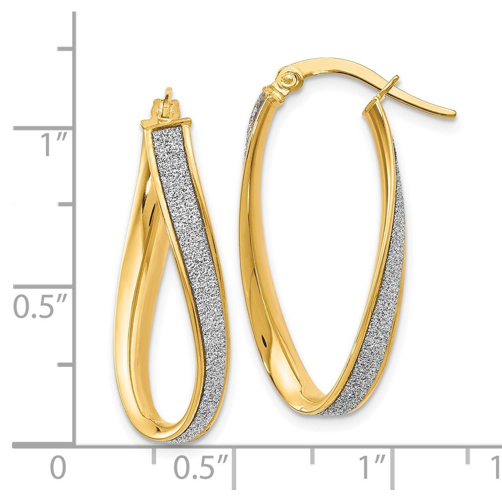 14K Gold Oval Twist Hoop Earrings for Women - Polished Glimmer Infused Real Gold Hoops - Perfect for Parties, Weddings & Everyday Elegance