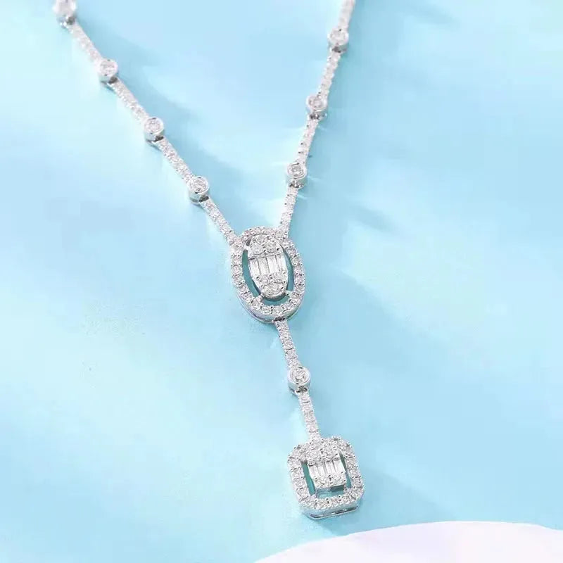 18K White Gold Natural Diamond Pendant Necklace for Women - Elegant Fine Jewelry for Engagement, Wedding & Party | Perfect Gift for Her