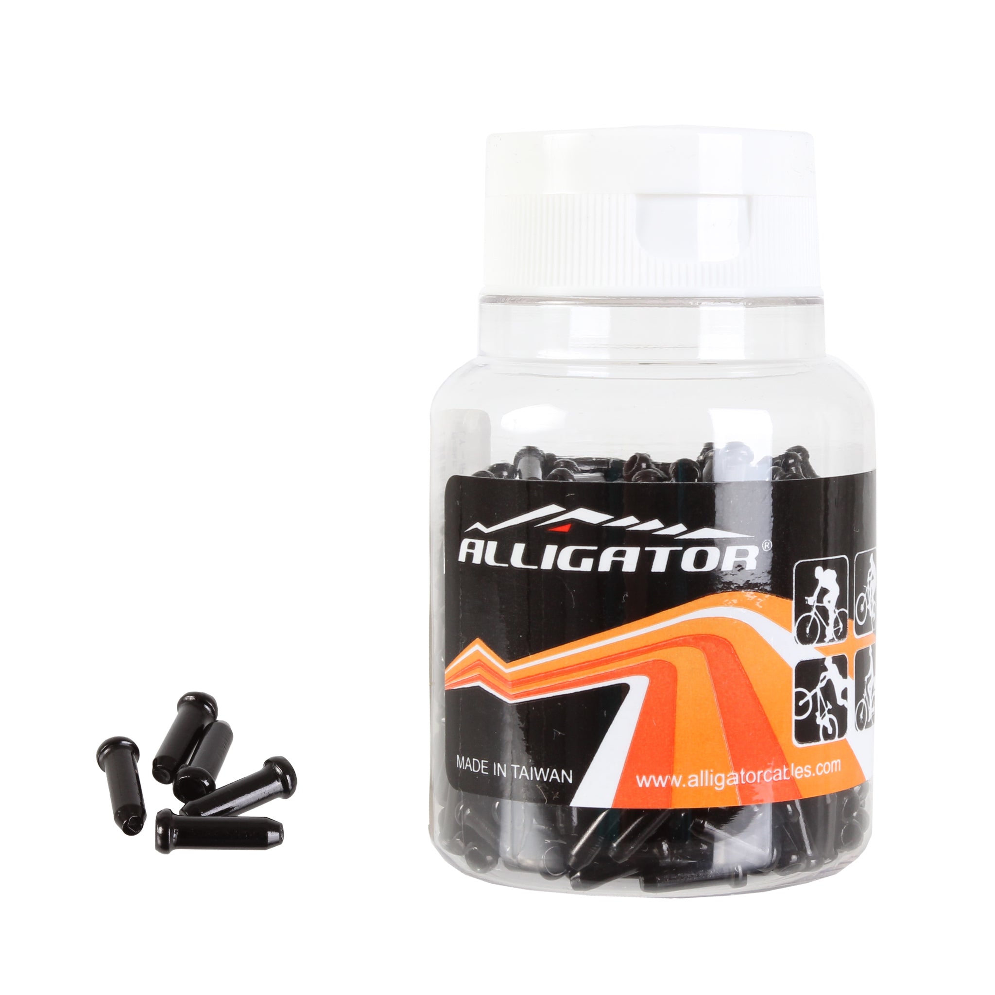 Alligator Brake Cable Tips - Black (500pcs/Bottle) - Perfect for Bicycle, Motorcycle & Automotive Brake Cable Protection