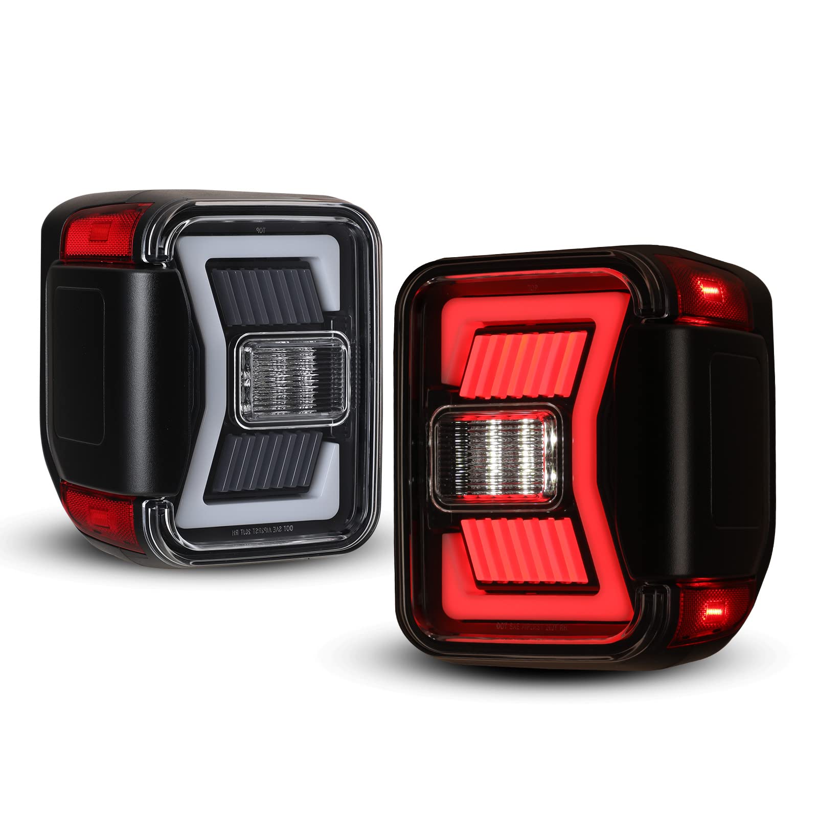 AUTOWIKI LED Tail Lights for 2019-2025 Jeep Gladiator JT - Glossy Black Clear Lens with Sequential Turn Signal - 1 Pair Rear Lamps Replacement - Perfect for Off-Roading & Night Driving