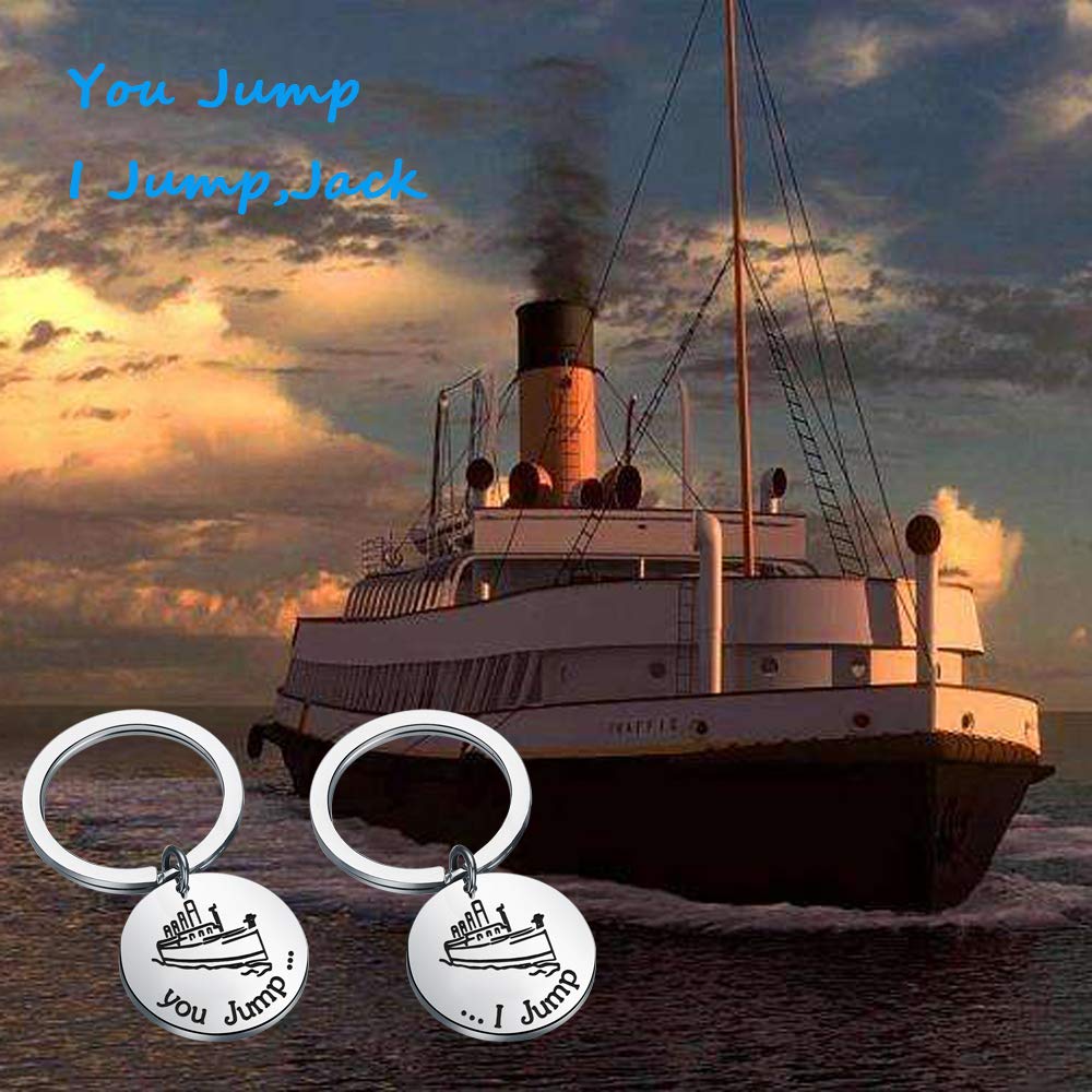 KUIYAI Titanic Movie Quote Keychain - 'You Jump I Jump' Couple Keychain Set, Jack and Rose Inspired Jewelry, Romantic Valentine's Day Gift for Couples - Perfect for Anniversary, Wedding, and Date Night Gifts
