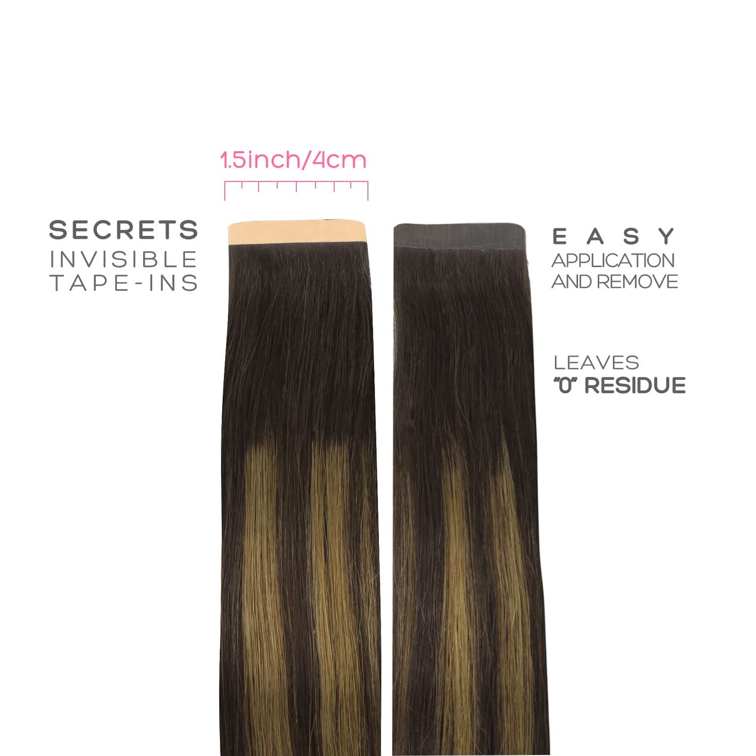 Marat 22 Inch Tape in Hair Extensions - 50g Natural Black Mixed Chestnut Brown Real Human Hair for Straight Hairstyles | Perfect for Weddings, Parties & Daily Styling