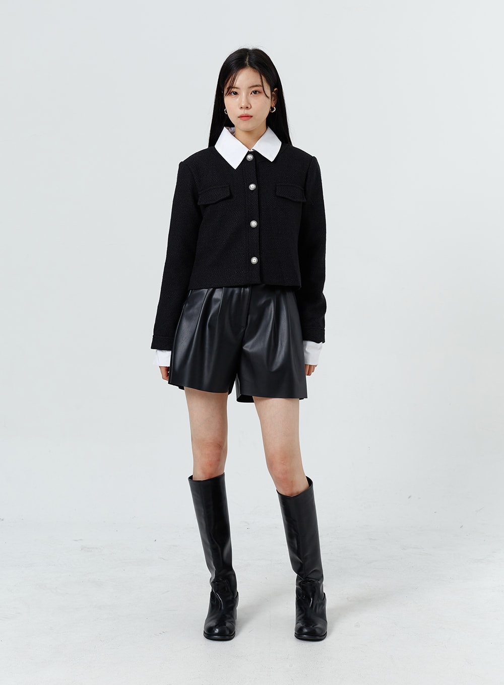 Stylish Faux Leather Shorts for Women - High Waist Stretch Vegan Leather Shorts OM320 - Perfect for Casual Outfits, Night Out & Summer Fashion