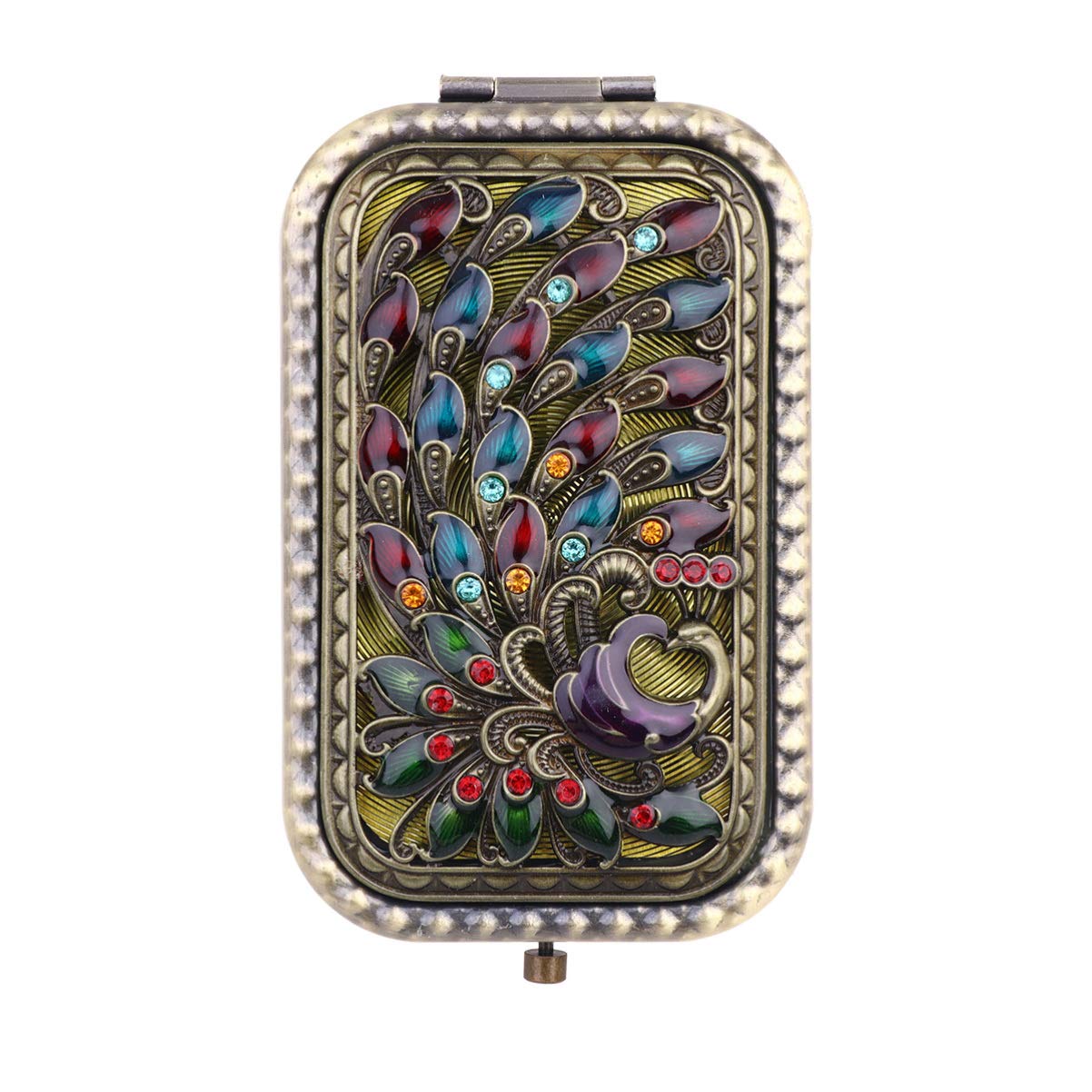 Beaupretty Vintage Foldable Makeup Mirror - Pocket Size Antique Metal Double-Sided Compact Mirror for Women | Travel, Vanity & Handbag Essentials | Perfect for Home, Office & On-The-Go Touch Ups