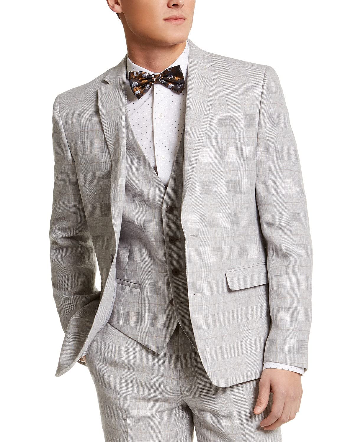 Bar III Men's Linen Plaid Sport Coat - Lightweight Summer Blazer for Casual & Business Wear - Perfect for Weddings, Office & Outdoor Events