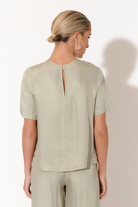 Arden Sage Cupro Top - Women's Eco-Friendly Blouse for Casual & Office Wear | Breathable & Sustainable Fashion for Everyday Elegance