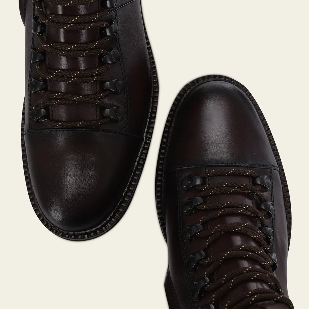 Franco Cuadra Men's Casual Chocolate Brown Leather Cowboy Ankle Boots with Zip - Perfect for Western Wear, Country Outfits & Everyday Comfort