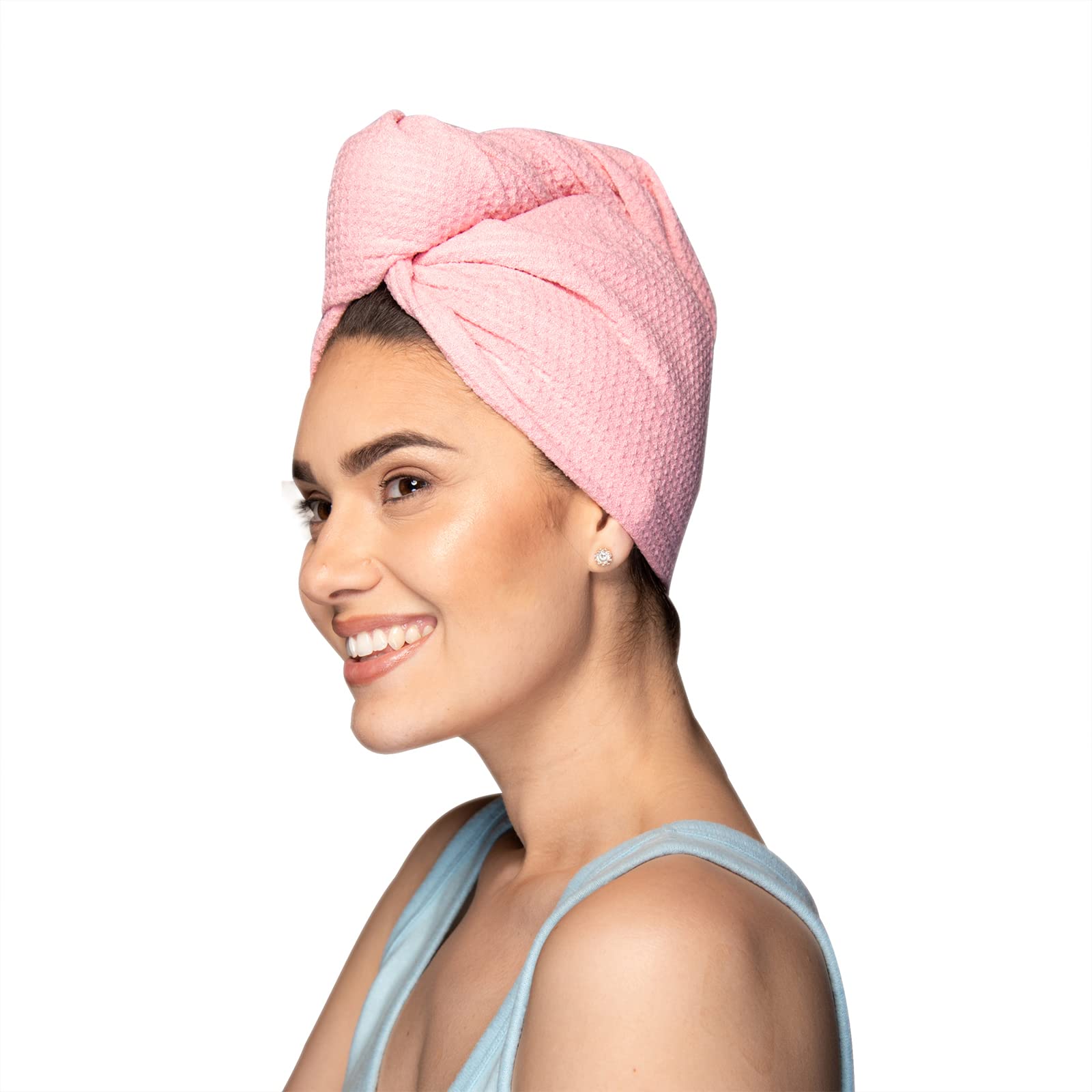 KISMETICS Quick Dry Hair Towel Wrap - Soft Microfiber Hair Drying Turban with Button for Women, Gentle & Absorbent for Medium to Long Hair (Pink) - Perfect for Post Shower, Swimming & Salon Styling