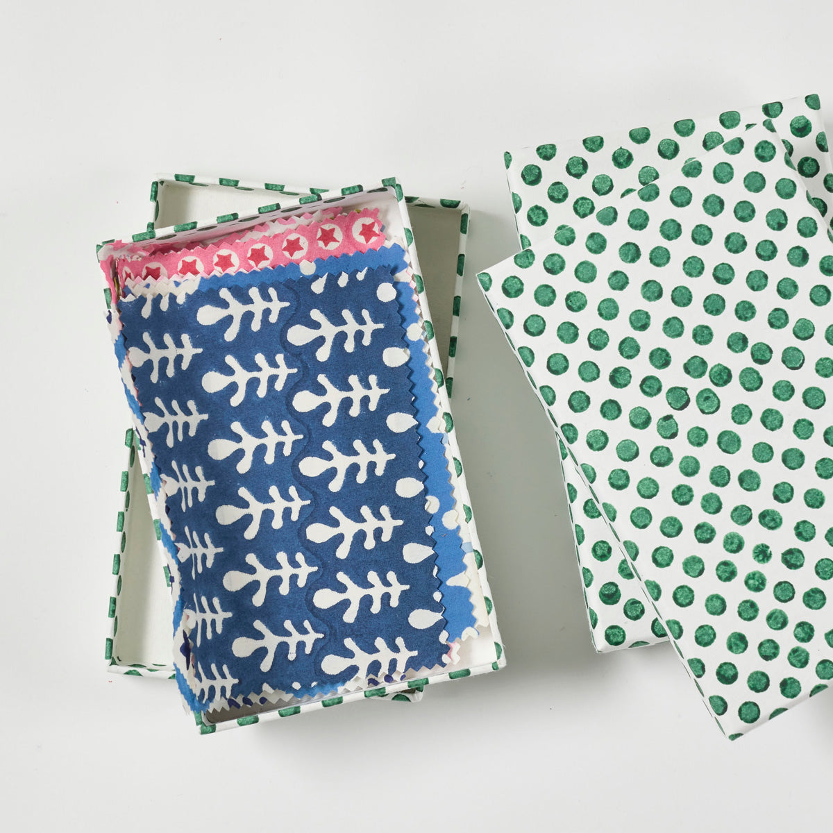 Handmade Bagru Block Printed Fabric Swatch Set - Eco-Friendly Cotton Textile Samples for DIY Crafts, Home Decor & Fashion Design